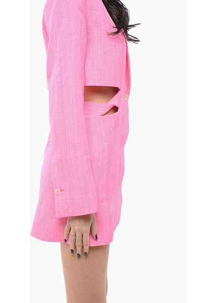 Sacouri JACQUEMUS Le Raphia Cut Out Bari Blazer Dress Pink Femei (BM 17570425) 3