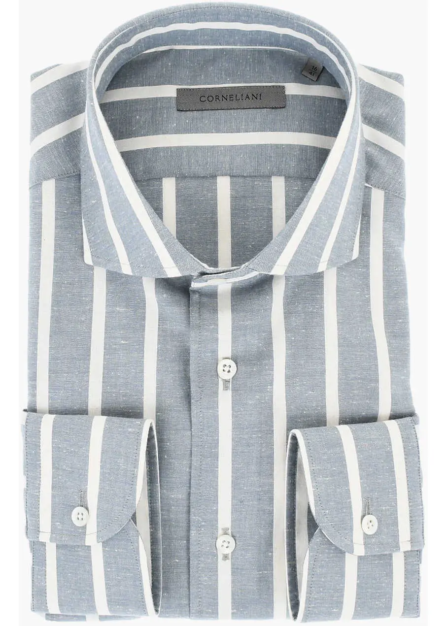 Camasi casual CORNELIANI Awning Striped Cotton Shirt White Barbati (BM 17570443) 1