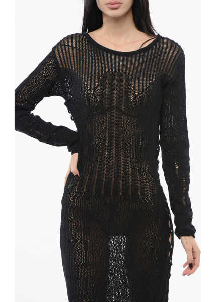 Rochii lungi Pinko Perforated Nemesiano Maxi Dress Black Femei (BM 17570446) 4