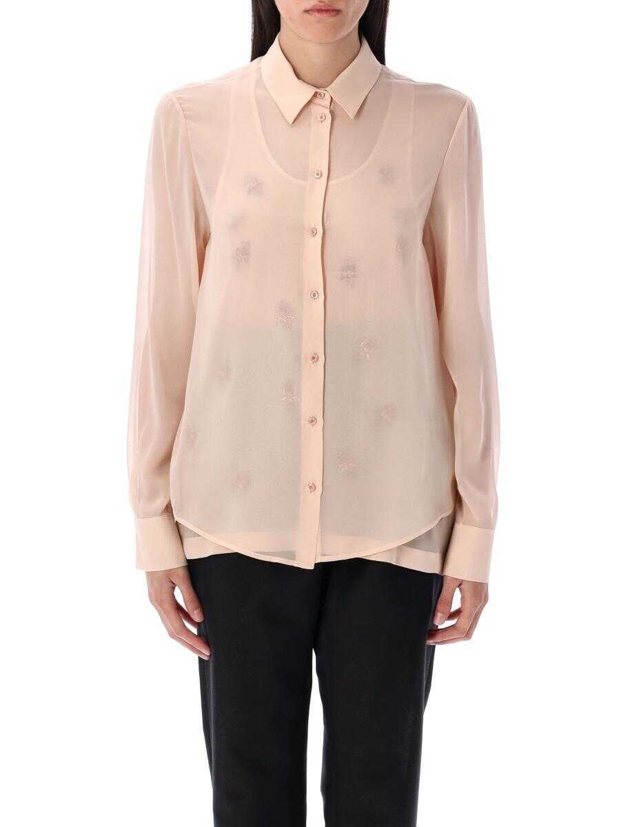 Camasi Fendi Fendi Double Layer Shirt With Embroidered Top Pink Femei (BM 17571318) 1