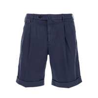 Pantaloni Blue Bermuda With Pence And Side Pocket With Flap In Linen And Cotton Blend Man Barbati
