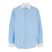 Camasi 'Laurel' Light Blue Shirt With Pointed Collar And All-Over Logo Print In Cotton Man Barbati
