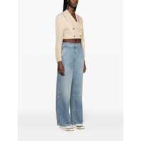 Imbracaminte Palm Angels Dama - Blugi Palm Angels Light Blue High-Waisted Wide Jeans With Logo In Denim Woman BLUE Femei (BM 17575569) - B-mall.ro
