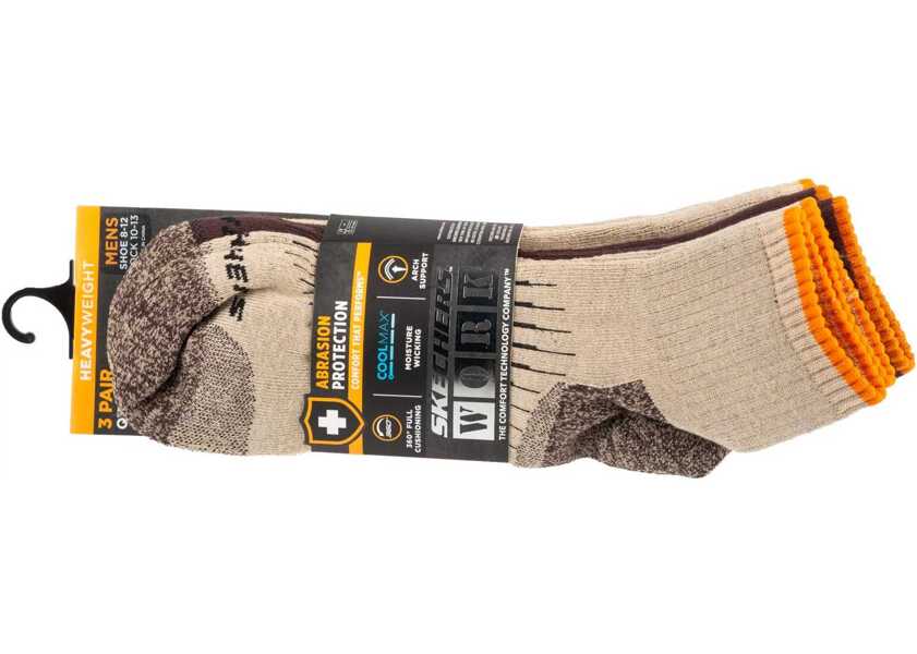 Sosete SKECHERS 3pk Mens Work Qtr Socks Beige Barbati (BM 17577568) 1