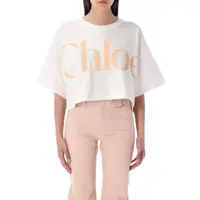 Tricouri Chloé Oversized Cropped Logo T-Shirt Femei