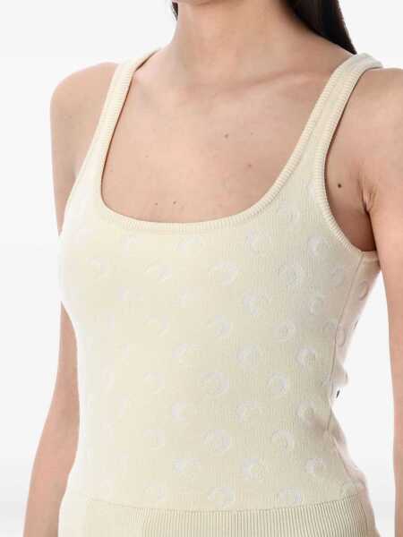 Topuri MARINE SERRE Marine Serre Moon Jacquard Knit Strap Top WHITE Femei (BM 17579430) 3