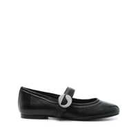 Balerini Coperni Calf Leather Ballerinas In Black With Logo-Buckle Fastening Femei