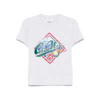 Tricouri Casablanca Grey Cotton T-Shirt With Graphic Print Femei