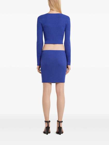 Fuste casual COURRGES Cotton and wool pencil skirt Blue Femei (BM 17587764) 4