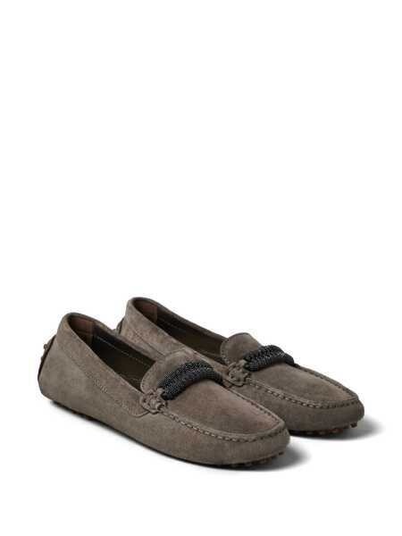 Mocasini Brunello Cucinelli Suede loafers with jewel detailing Brown Femei (BM 17588373) 2