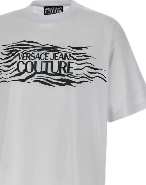 Tricouri Versace Jeans Couture Zebra Rhinestone Logo T-Shirt WHITE Barbati (BM 17589100) 4