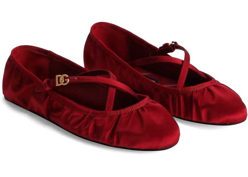 Balerini Dolce & Gabbana Satin Ballerina RED Femei (BM 17589142) 2