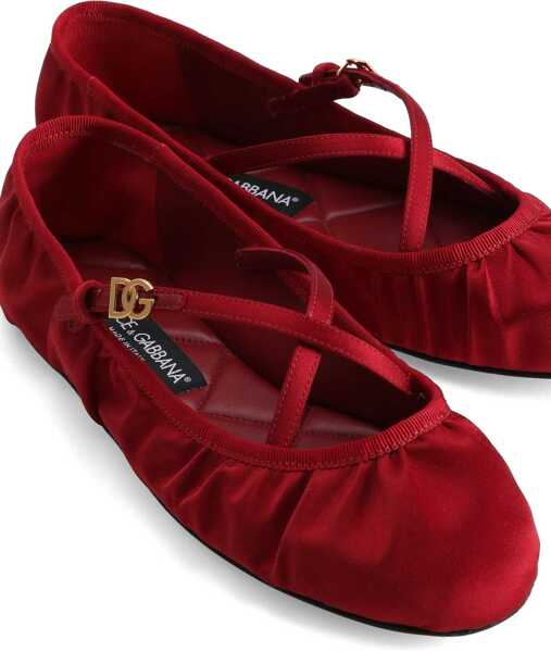 Balerini Dolce & Gabbana Satin Ballerina RED Femei (BM 17589142) 4