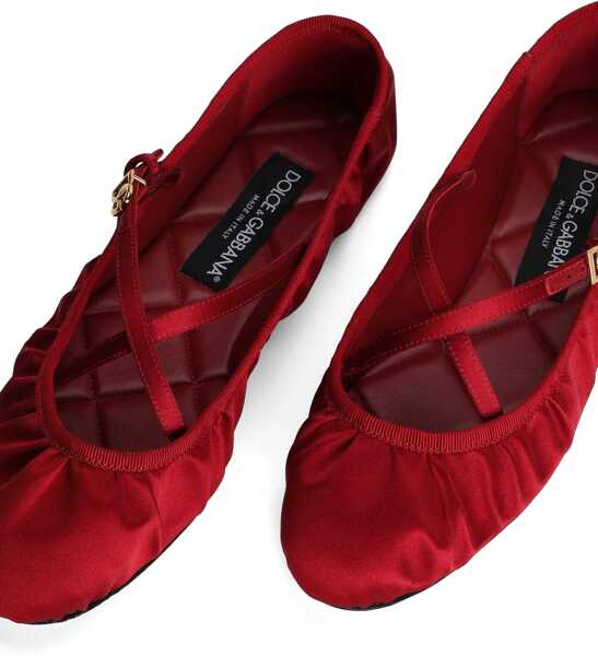 Balerini Dolce & Gabbana Satin Ballerina RED Femei (BM 17589142) 5