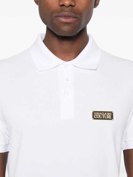 Tricouri Polo Versace Jeans Couture Polo Shirt With Logo Plaque WHITE Barbati (BM 17589157) 4