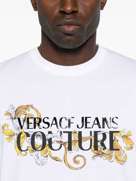 Tricouri Versace Jeans Couture Baroque Outline Logo T-Shirt WHITE Barbati (BM 17589178) 4