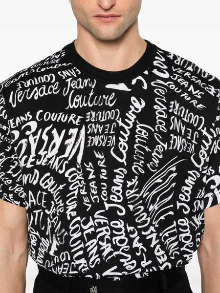 Tricouri Versace Jeans Couture Logomania Print T-Shirt BLACK Barbati (BM 17589199) 4