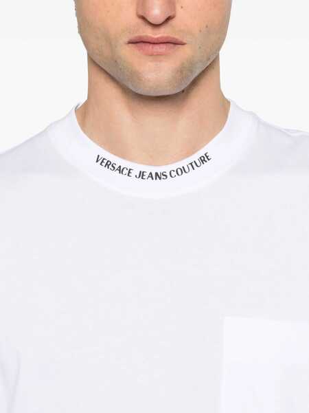 Tricouri Versace Jeans Couture T-Shirt With Logo On The Collar WHITE Barbati (BM 17589229) 4