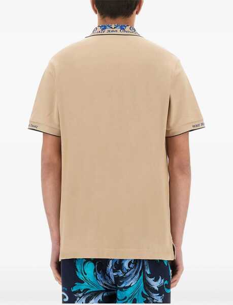 Tricouri Polo Versace Jeans Couture Polo Shirt With Baroque Outline Collar BEIGE Barbati (BM 17589292) 3