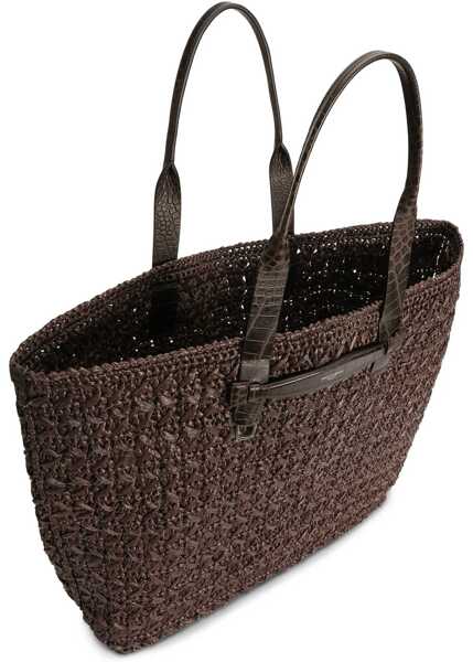 Genti de mana Dolce & Gabbana Woven Mesh Shopping Bag BROWN Barbati (BM 17589331) 4