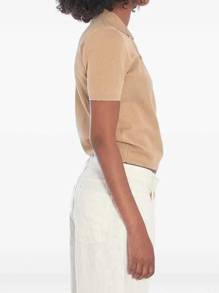 Tricouri Polo Moncler Polo Shirt With Embroidered Logo BEIGE Femei (BM 17589520) 3