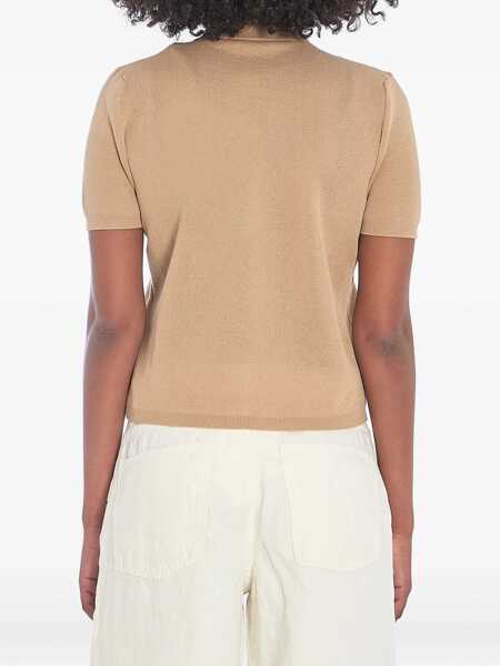 Tricouri Polo Moncler Polo Shirt With Embroidered Logo BEIGE Femei (BM 17589520) 4