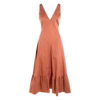 Rochii Twinset Brown Cotton Midi Dress Femei