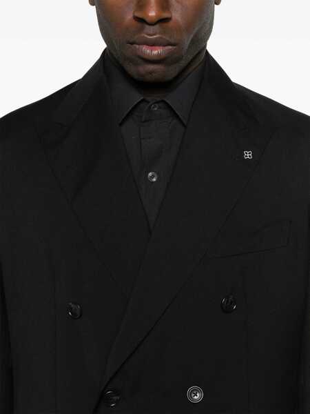 Costume Tagliatore Tagliatore Black Double-Breasted Virgin Wool Suit Black Barbati (BM 17592630) 4