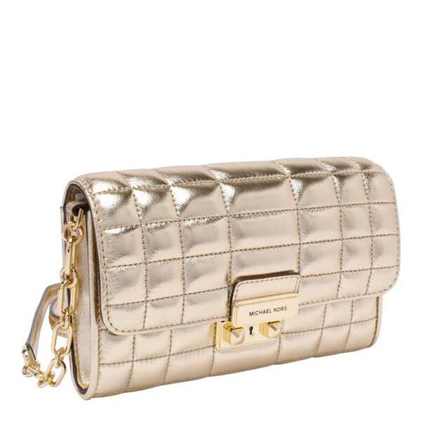 Portofele Michael Kors Michael Kors Tribeca Leather Wallet On Chain GOLD Femei (BM 17592840) 1