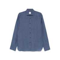 Camasi Xacus Cerulean Blue Linen Shirt With Cutaway Collar Barbati