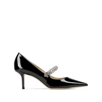 Pantofi cu toc Jimmy Choo 'Bing Pump' Black Pumps With Crystal Strap In Patent Leather Woman