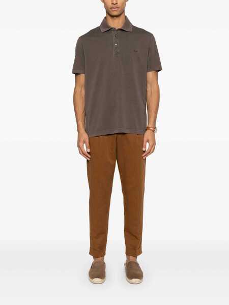 Tricouri Polo Fay FAY JERSEY FROSTED EMBROIDERY POLO Brown Barbati (BM 17600988) 2