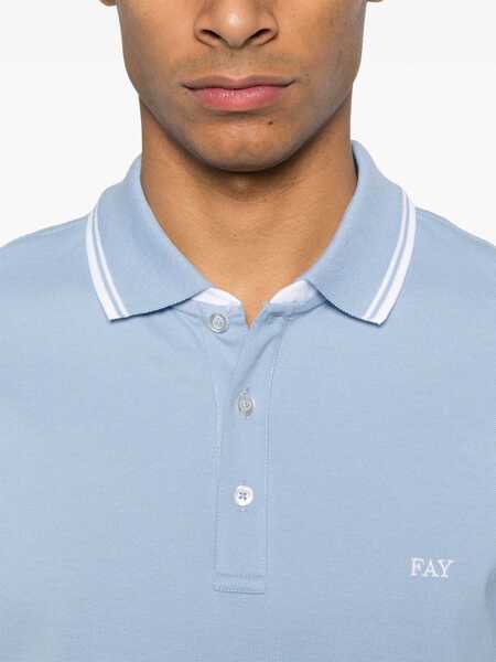 Tricouri Polo Fay DB COLLAR PIQUET POLO Light Blue Barbati (BM 17601042) 4