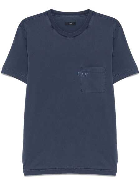 Tricouri Fay FAY JERSEY FROSTED T-SHIRT Blue Barbati (BM 17601051) 1
