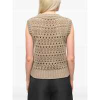 Veste Dama - Veste casual Ganni Cotton Blend Vest BEIGE Femei (BM 17601508) - B-mall.ro