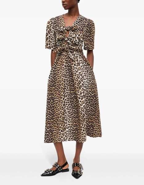 Rochii casual Ganni Leopard Print Midi Dress ANIMALIER Femei (BM 17601517) 2