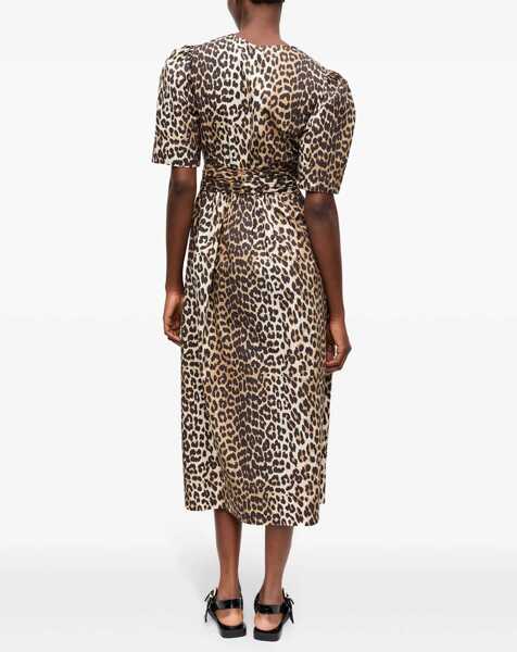 Rochii casual Ganni Leopard Print Midi Dress ANIMALIER Femei (BM 17601517) 4