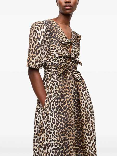 Rochii casual Ganni Leopard Print Midi Dress ANIMALIER Femei (BM 17601517) 5