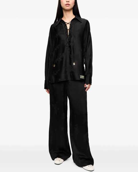 Bluze Ganni Jacquard Satin Shirt BLACK Femei (BM 17601535) 2