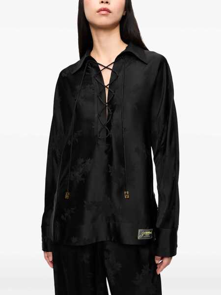 Bluze Ganni Jacquard Satin Shirt BLACK Femei (BM 17601535) 3