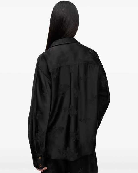 Bluze Ganni Jacquard Satin Shirt BLACK Femei (BM 17601535) 4