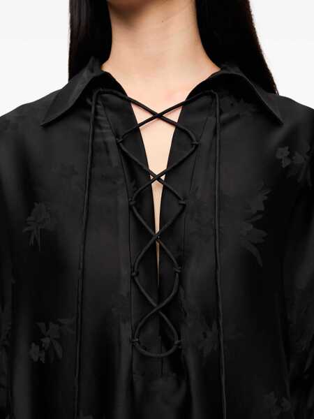 Bluze Ganni Jacquard Satin Shirt BLACK Femei (BM 17601535) 5