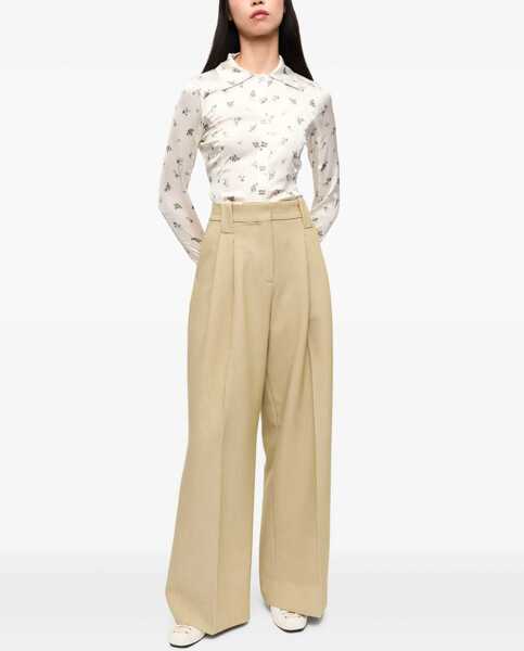 Pantaloni casual Ganni Twill Suit Pants BEIGE Femei (BM 17601556) 2
