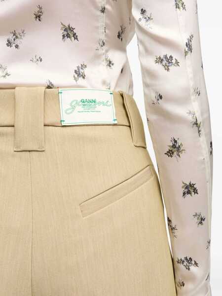 Pantaloni casual Ganni Twill Suit Pants BEIGE Femei (BM 17601556) 5