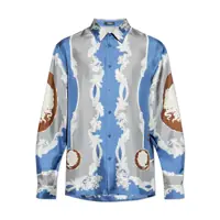 Camasi Blue Shirt With Maxi Medusa Print On The Back And Baroque Pattern In Silk Man Barbati
