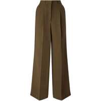 Pantaloni casual Green Pants With Belt Loops And Pleats In Viscose And Linen Blend Woman Femei