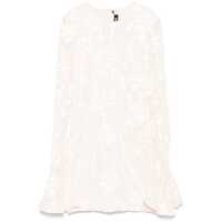 Rochii Pink Mini Dress With Flared Sleeves And All-Over Floral Embroidery In Tech Fabric Stretch Woman Femei