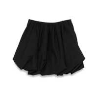 Fuste Black Balloon Miniskirt With Logo Plaque On The Zip Puller In Cotton Stretch Woman Femei