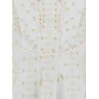 Imbracaminte CHARO RUIZ Dama - Rochii CHARO RUIZ Clem White Dress With Flounce Skirt And All-Over Embroidery In Cotton And Linen Blend Woman WHITE Femei (BM 17602701) - B-mall.ro