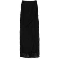 Fuste 'Erin' Black Long Skirt With Side Single Slit And All-Over Embroidery In Tech Fabric Woman Femei